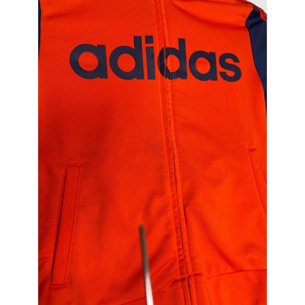 Adidas Kids Tracksuit Jacket Full Zip Logo Stripe Size 6 Orange Navy - Picture 4 of 7
